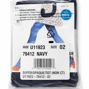 HUE Super Opaque Navy Tights - Size 02 - Non CT